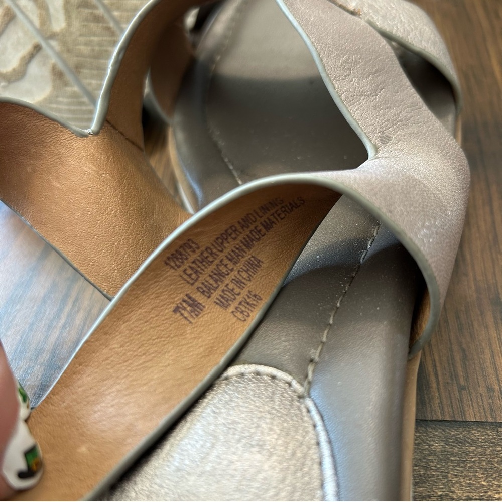 Sofft Taupe Leather Crisscross Sandals - Picture 5 of 5
